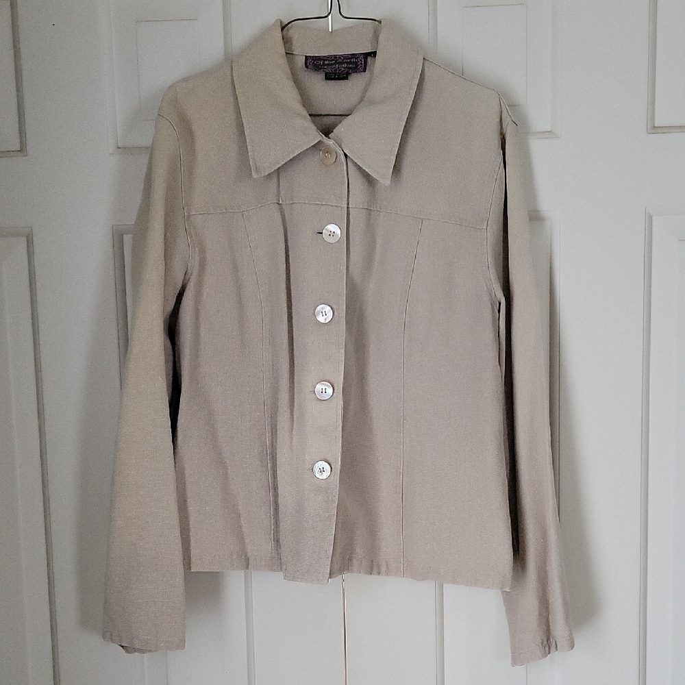 Of The Earth Hemp Fashion Womens 5 Button Down Shirt Jacket Sz L